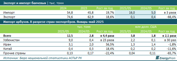 Главный поставщик арбузов в Казахстан — соседний Узбекистан
