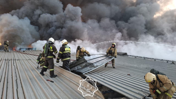 
По повышенному рангу: спасатели тушат склад в Жетысуском районе Алматы
