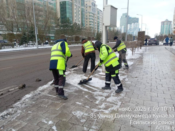 Первый снег выпал в Астане, улицы очищают 2500 рабочих
 
Первый снег выпал в Астане, улицы очищают 2500 рабочих