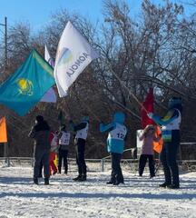 Акмолинцы поддержали участников зимней Олимпиады лыжным забегом Акмолинцы поддержали участников зимней Олимпиады лыжным забегом