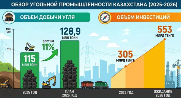 Казахстан нарастит добычу угля: в отрасль вольют рекордные 553 миллиарда тенге